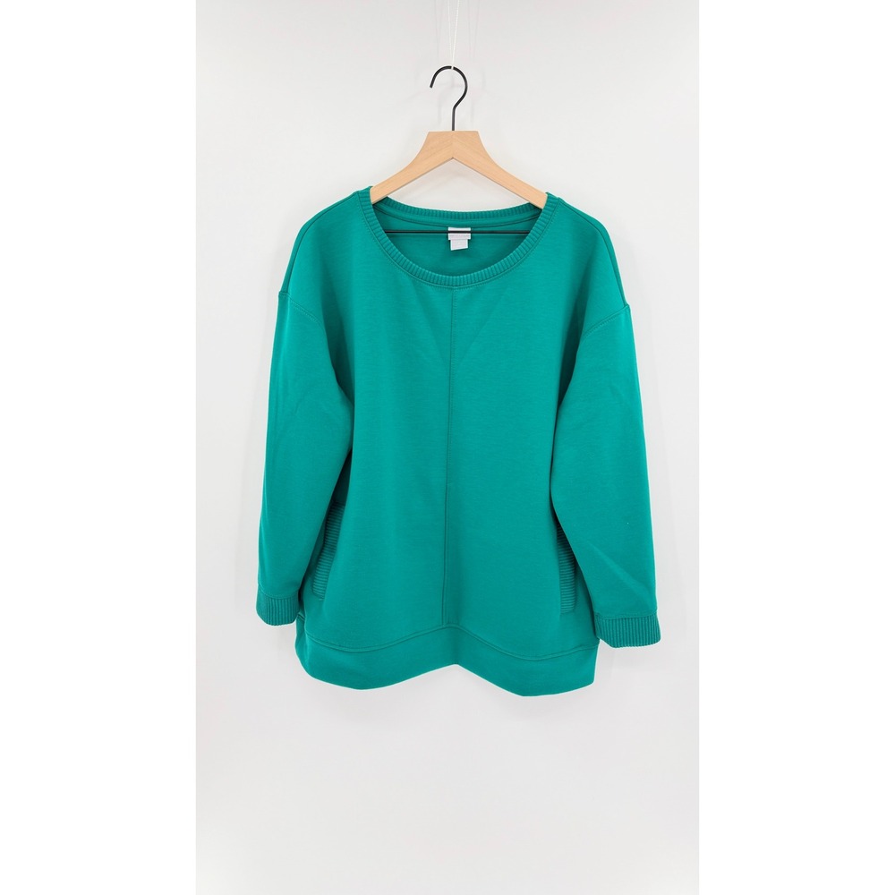 Chico's Size 2 L Zenergy Oversized Stretch Sweatshirt Athleisure Loungewear